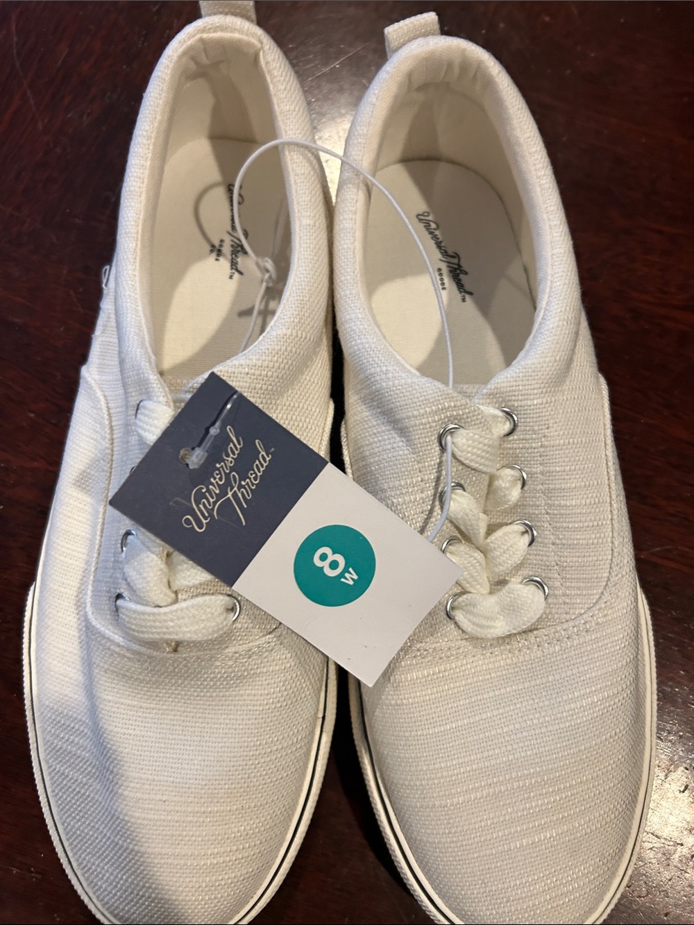 Universal Thread Cream Lace-Up Canvas Sneakers